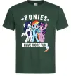 Мужская футболка Ponies have more fun Темно-зеленый фото