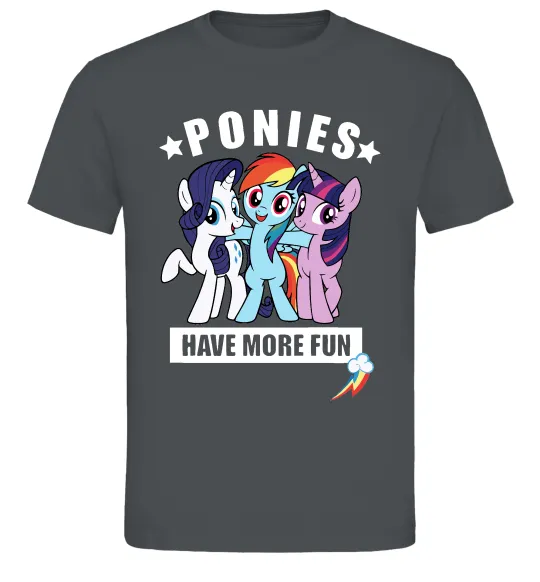 Мужская футболка Ponies have more fun Графит фото