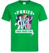Мужская футболка Ponies have more fun Зеленый фото
