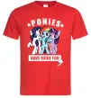 Мужская футболка Ponies have more fun Красный фото