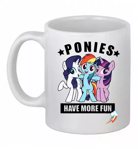 Чашка керамическая Ponies have more fun Белый фото