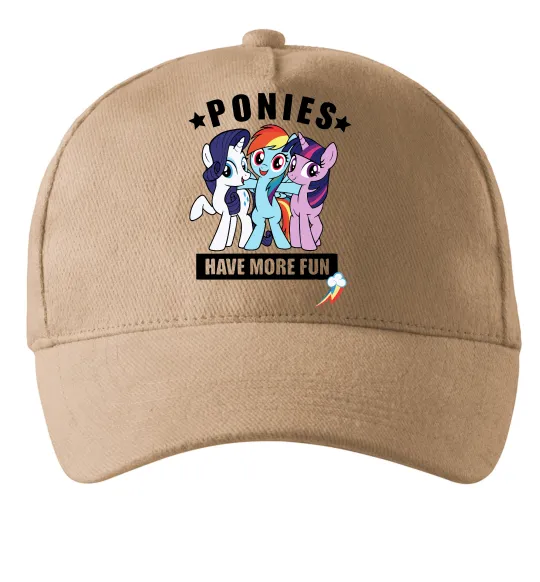 Кепка Ponies have more fun Пісочний фото