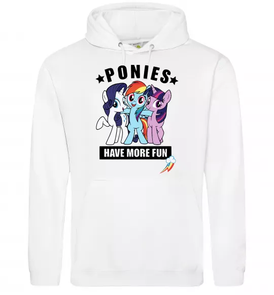 Женская толстовка (худи) Ponies have more fun Белый фото