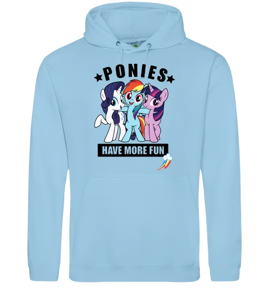 Жіноча толстовка (худі) Ponies have more fun Блакитний фото