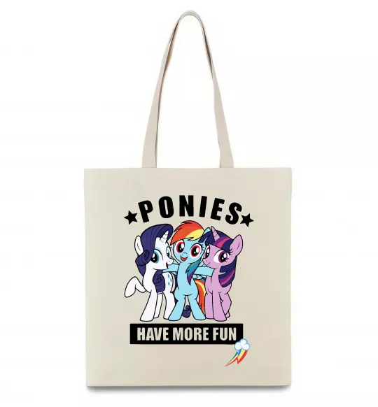 Эко-сумка Ponies have more fun Бежевый фото