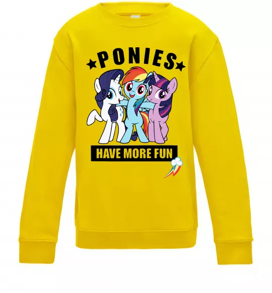 Детский Свитшот Ponies have more fun Солнечно желтый фото