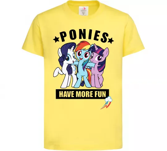 Дитяча футболка Ponies have more fun Лимонний фото