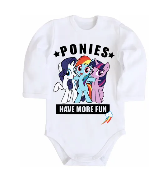 Детский боди Ponies have more fun Белый фото