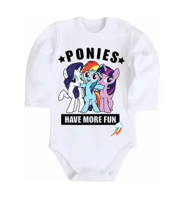 Дитячий бодік Ponies have more fun Білий фото
