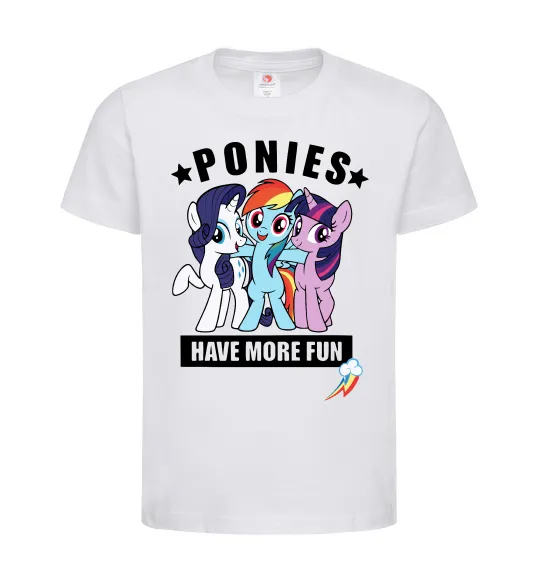 Дитяча футболка Ponies have more fun Білий фото