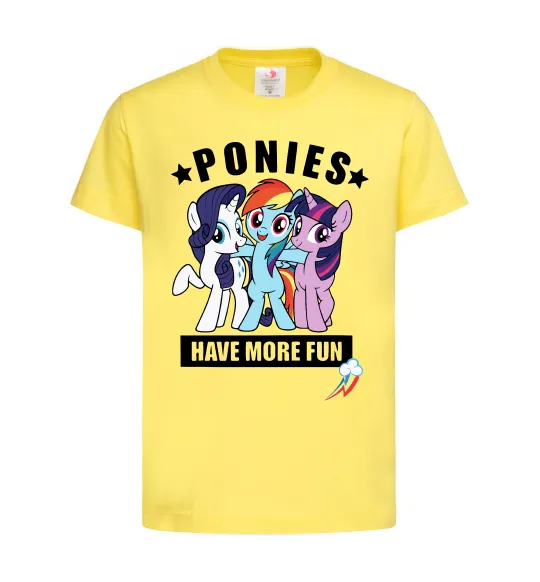 Дитяча футболка Ponies have more fun Лимонний фото