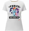 Женская премиум футболка Ponies have more fun Белый фото
