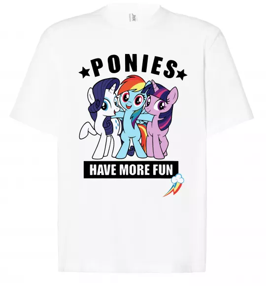 Футболка Оверсайз Ponies have more fun Белый фото