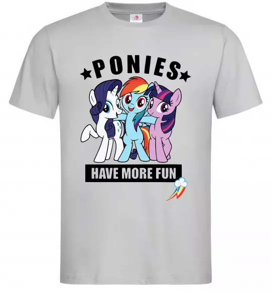 Мужская футболка Ponies have more fun Серый фото