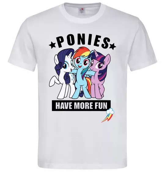 Мужская футболка Ponies have more fun Белый фото