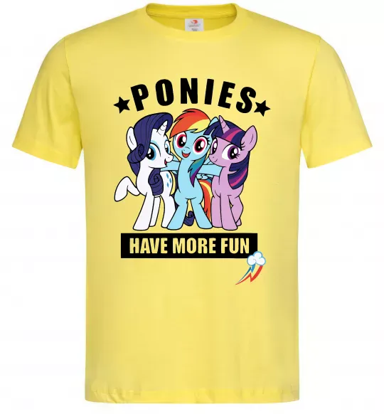 Мужская футболка Ponies have more fun Лимонный фото