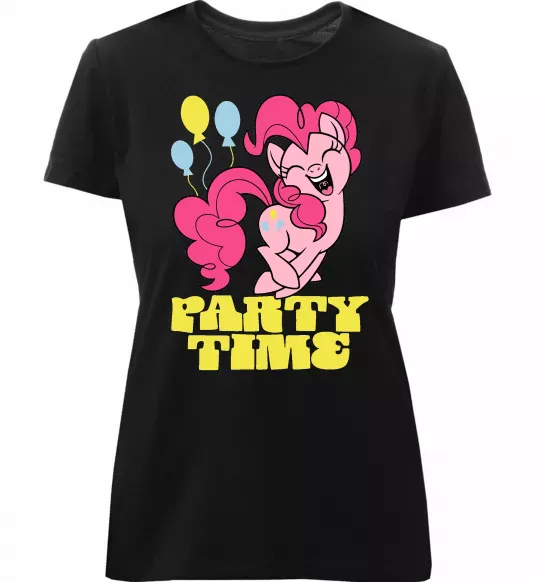 Жіноча преміум футболка Party time pony Чорний фото