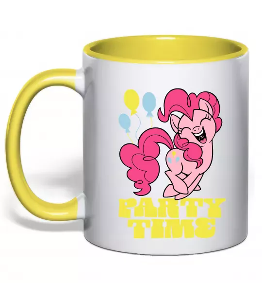 Чашка з кольоровою ручкою Party time pony Сонячно жовтий фото