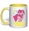 Чашка с цветной ручкой Party time pony Лимонный фото