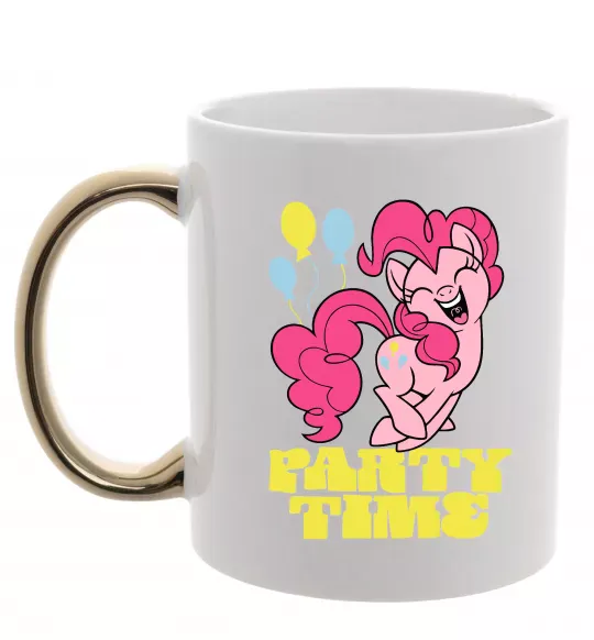 Чашка з кольоровою ручкою Party time pony Золото фото