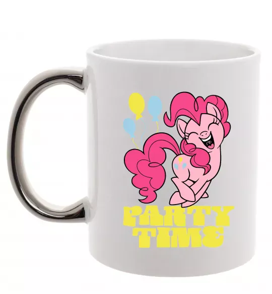 Чашка з кольоровою ручкою Party time pony Срібло фото