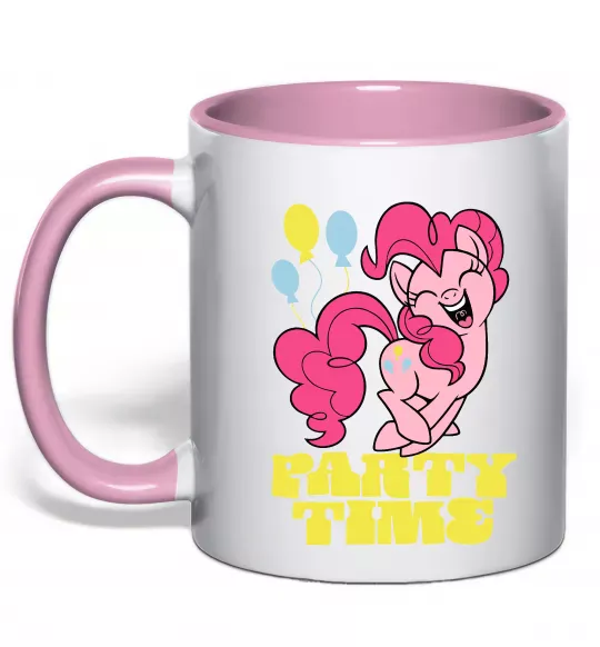 Чашка з кольоровою ручкою Party time pony Ніжно рожевий фото