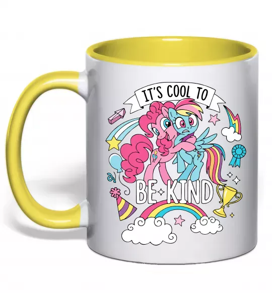 Чашка с цветной ручкой Cool to be kind Солнечно желтый фото