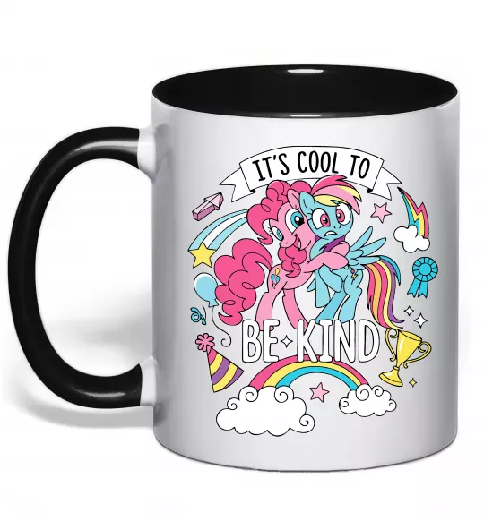 Чашка с цветной ручкой Cool to be kind Черный фото