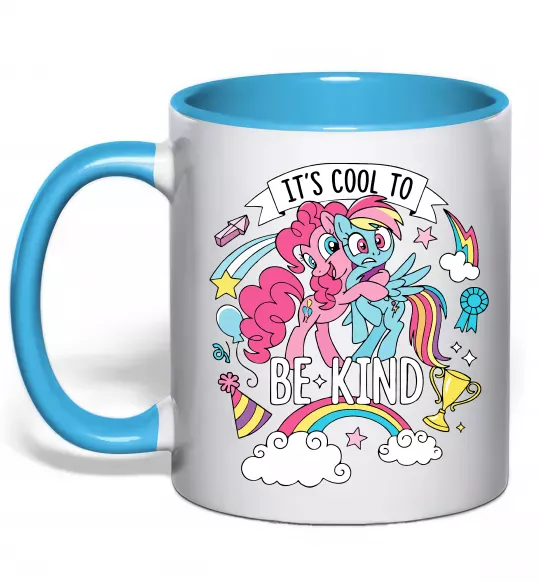 Чашка с цветной ручкой Cool to be kind Голубой фото