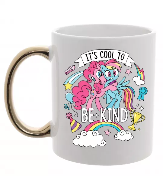 Чашка с цветной ручкой Cool to be kind Золото фото
