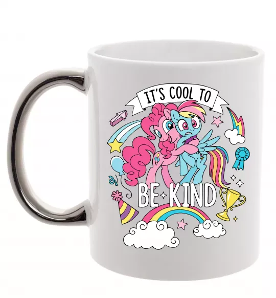 Чашка с цветной ручкой Cool to be kind Серебро фото