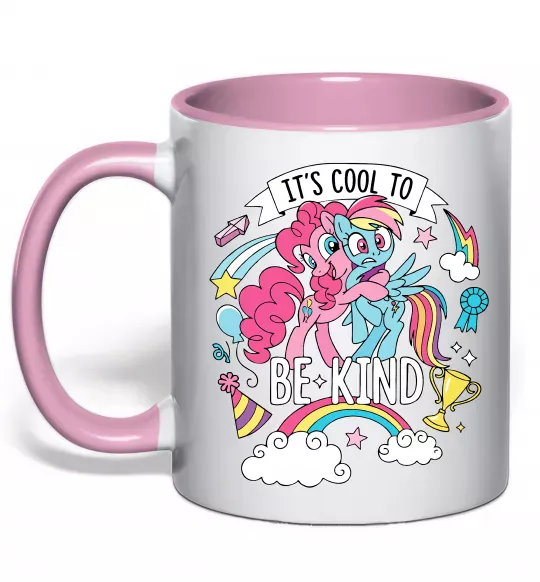 Чашка с цветной ручкой Cool to be kind Нежно розовый фото