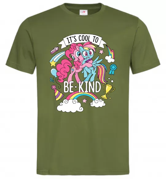 Мужская футболка Cool to be kind Оливковый фото