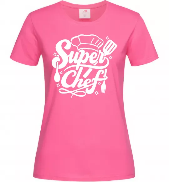Жіноча футболка Супер Шеф Яскраво-рожевий фото