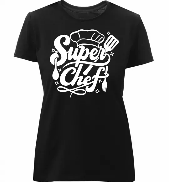 Жіноча преміум футболка Супер Шеф Чорний фото