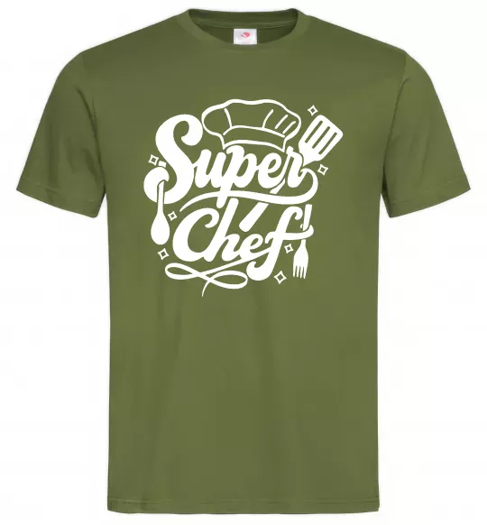 Чоловіча футболка Супер Шеф Оливковий фото