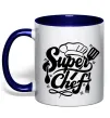 Чашка з кольоровою ручкою Супер Шеф Глибокий темно-синій фото