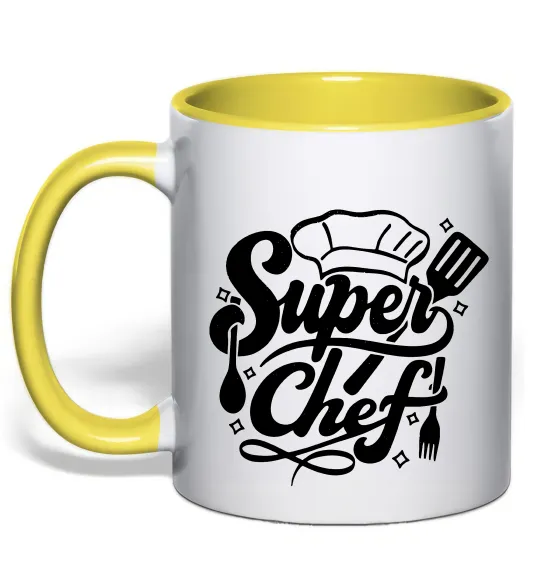 Чашка з кольоровою ручкою Супер Шеф Лимонний фото