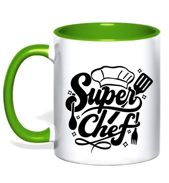 Чашка з кольоровою ручкою Супер Шеф Лаймовий фото