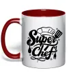 Чашка з кольоровою ручкою Супер Шеф Червоний фото