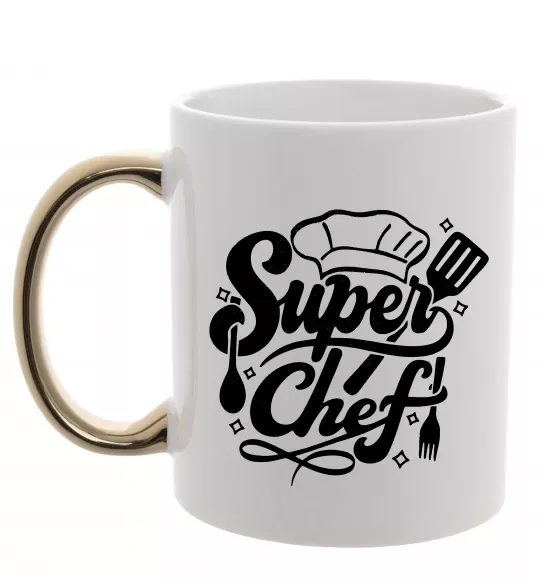 Чашка з кольоровою ручкою Супер Шеф Золото фото