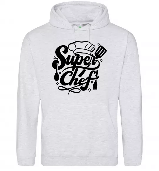 Чоловіча толстовка (худі) Супер Шеф Сірий меланж фото