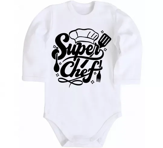 Дитячий бодік Супер Шеф Білий фото
