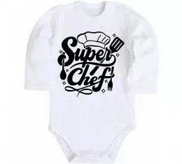 Дитячий бодік Супер Шеф Білий фото