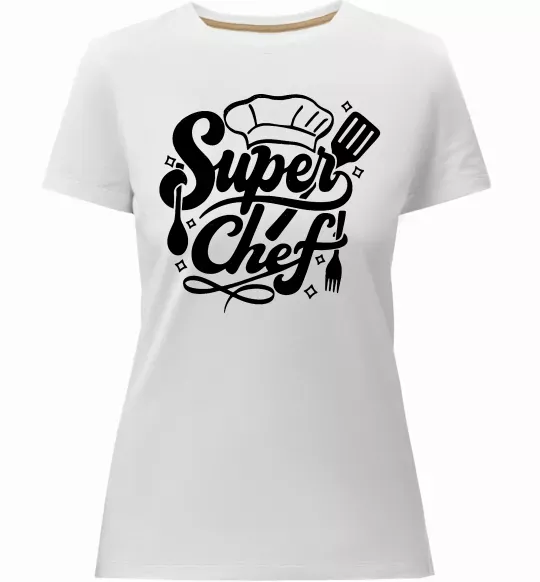 Жіноча преміум футболка Супер Шеф Білий фото