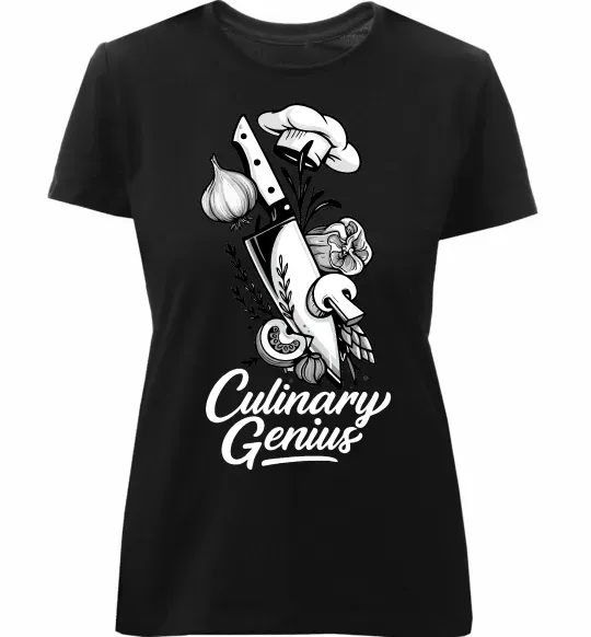 Жіноча преміум футболка Culinary genius Чорний фото