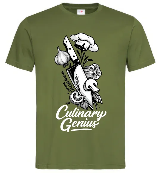 Чоловіча футболка Culinary genius Оливковий фото