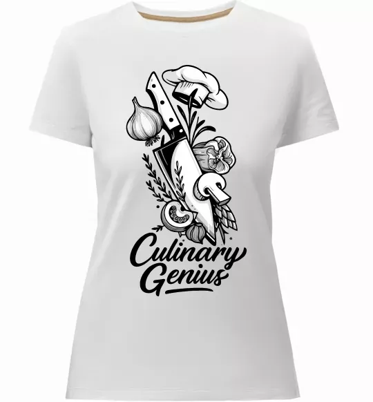 Жіноча преміум футболка Culinary genius Білий фото