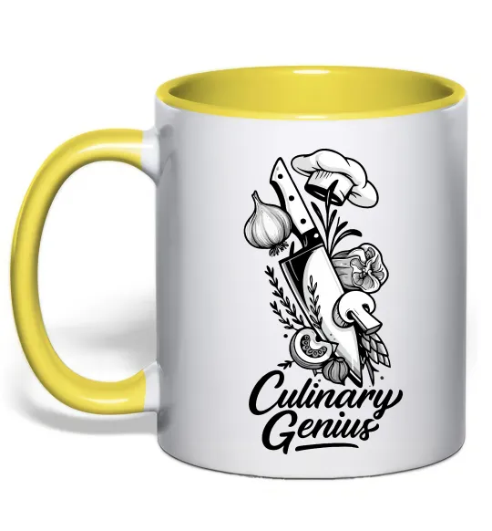 Чашка з кольоровою ручкою Culinary genius Лимонний фото