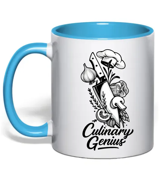 Чашка з кольоровою ручкою Culinary genius Блакитний фото